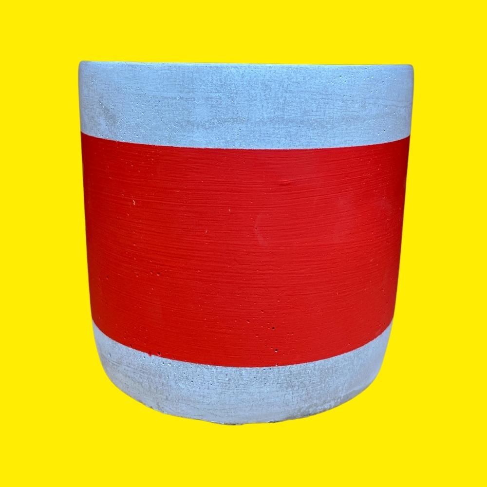 Red painted concrete indoor use plant pot